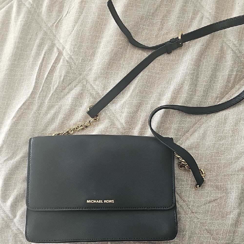 Michael Kors Black Crossbody with Gold Hardware